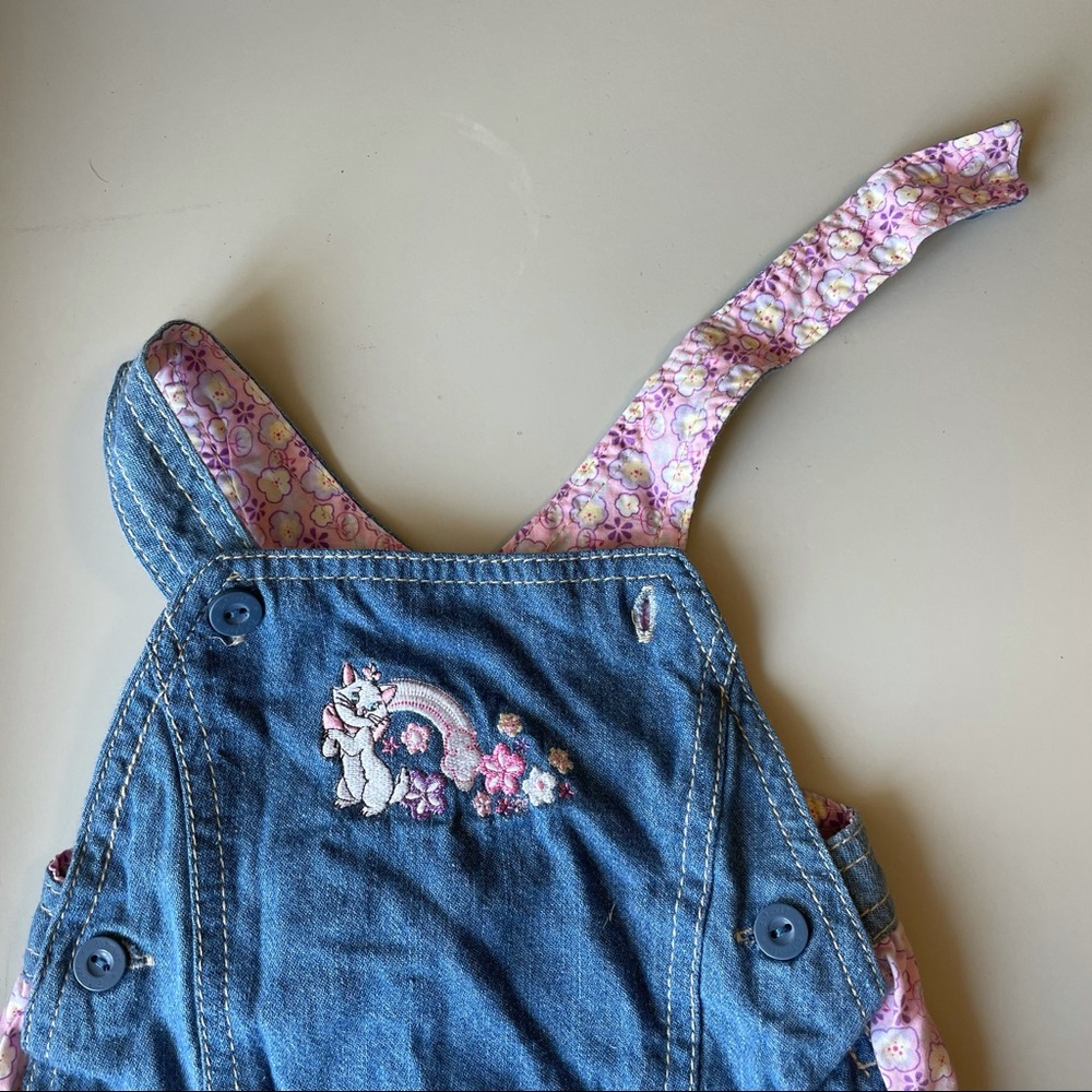 Disney Vintage Baby Aristocat Embroidered Marie Rainbow Flower Button 6-9 Dress - Picture 9 of 11